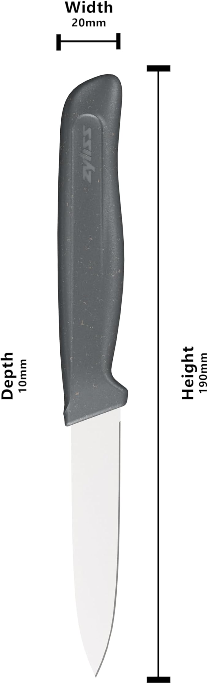 Zyliss Paring Knife – Sharp German Stainless Steel Blade with Sustainable Wheat Straw Non-Slip Handle – Includes Safety Cover – Dishwasher Safe – 3.5 inches - Gray