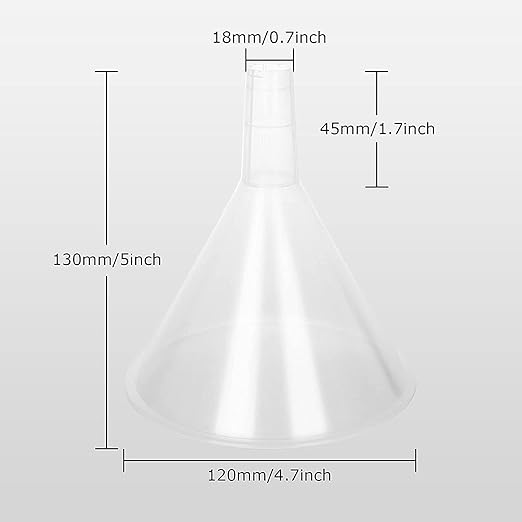 RHBLME 20 PCS Plastic Funnels Set, 4.7 Inch Wide Mouth Clear Plastic Funnels for Filling Bottles, Multipurpose Large Funnel with Long Reaching Spout, Water Bottle Funnel for Powder Liquid Spices
