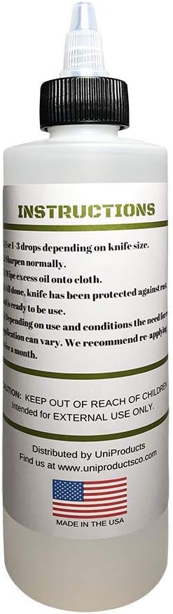 UniKitchen Premium Knife Blade Oil & Honing Oil - 8 Oz - Custom Formulated Food Safe Oil Protects Carbon Steel Knives & Sharpening Stone Ready…