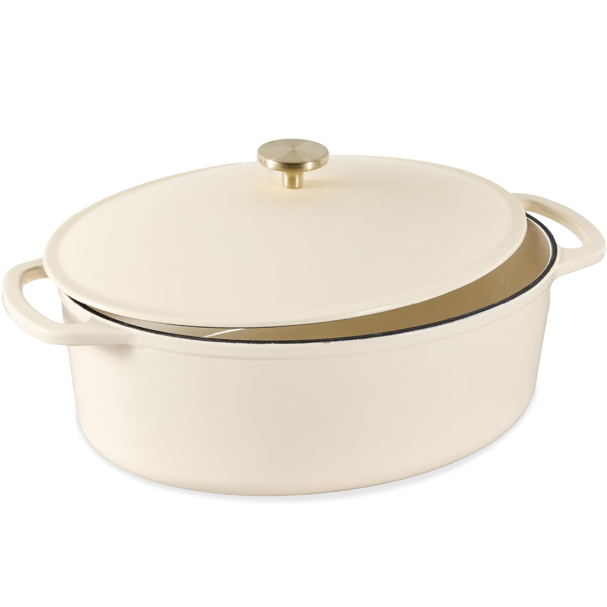 Best Choice Products Oval 7.5 Quart Enamel Cast-Iron Dutch Oven, Heavy-Duty Pre-Seasoned for Baking, Cooking w/Side Handles – Black Licorice