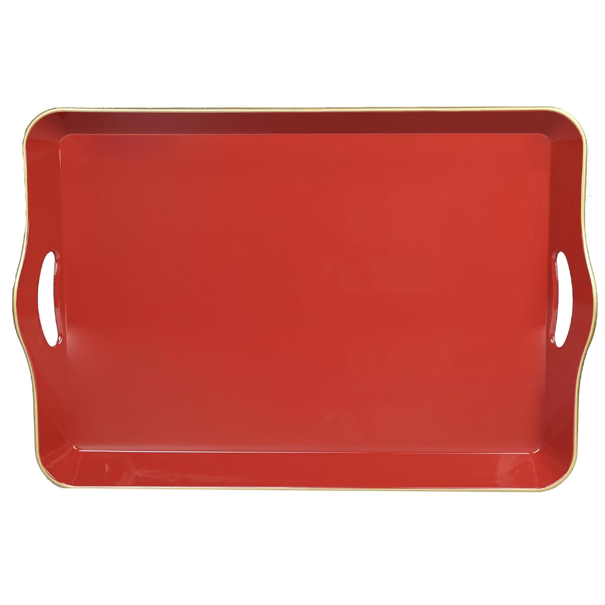 Spsyrine Green Decorative Serving Tray with Handles, Elegant Plastic Coffee Table Tray for Ottoman, Living Room, Home Decor 15.6" X 10.2"
