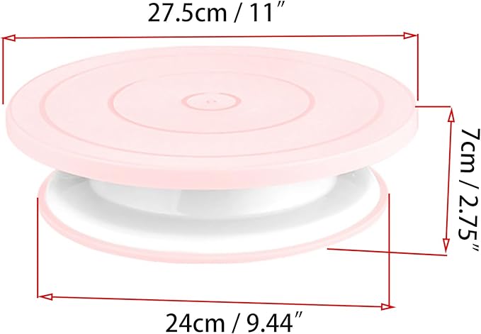 OZXNO Cake Decorating Turntable 11 Inch Cake Turntable Anti-slip Rotating Cake Stand for Decorating(1pcs Pink)