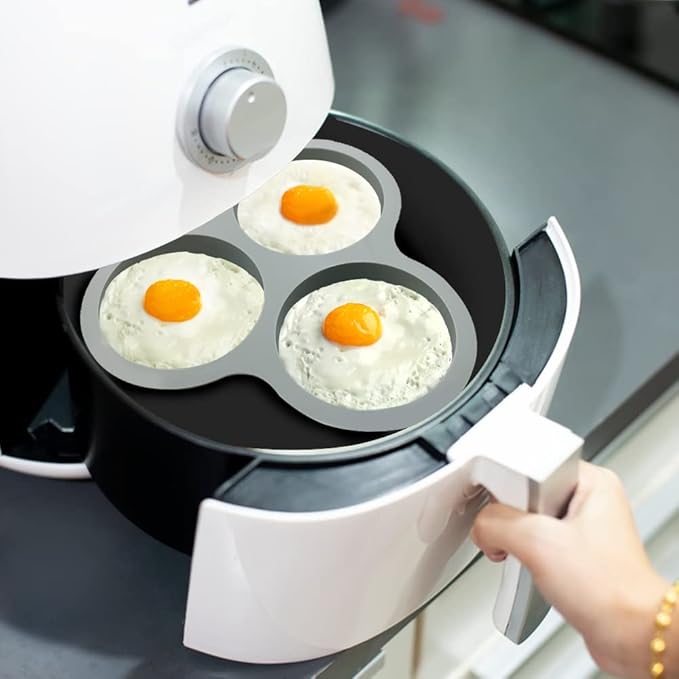 AIFUDA Nonstick Silicone Muffin Pans - 3 Cavity, 3 Pcs, Three Colors, Air Fryer Accessories for Fryers Above 6QT