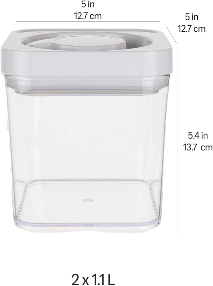 Amazon Basics Airtight Food Storage Containers, BPA Free, Dishwasher Safe, with Twist/Turn Lids, for Kitchen Pantry Organization, 10-Piece Square Set, Clear Plastic