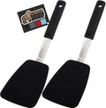 GORILLA GRIP BPA-Free Silicone Spatula for Non Stick Frying Pan, 2 PK, Heat Resistant Flexible Head, Patented Soft Comfortable Handle, Non-Scratch Kitchen Turner, Flip Burgers, Pancakes, 11.6 in Black