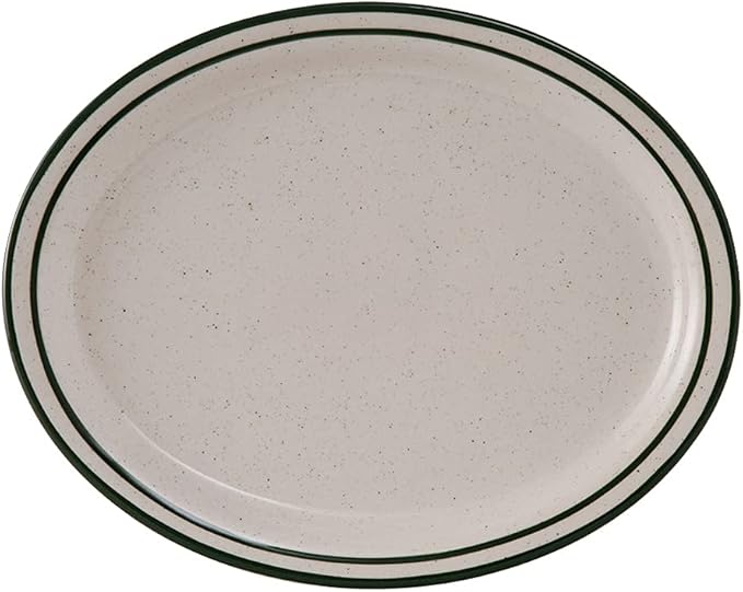 Tuxton China TBS-013 Platter, 11-1/2" x 9-1/8", Oval, Narrow Rim, Microwave and Dishwasher Safe, Oven Proof, Fully Vitrified, Ceramic, Bahamas