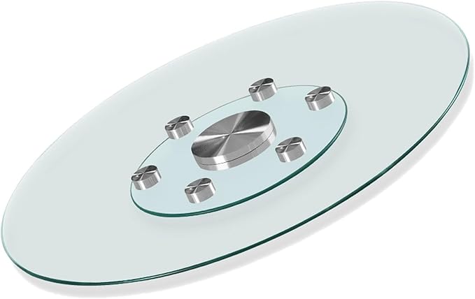 DSEWTEZXI Restaurant Glass Rotating Centerpiece Tray, Commercial Cake Serving Lazy Susan Turntable, Rotating Serving Tray for Dining Table, Lazy Susan for Table top, for Home, Party, Hotel