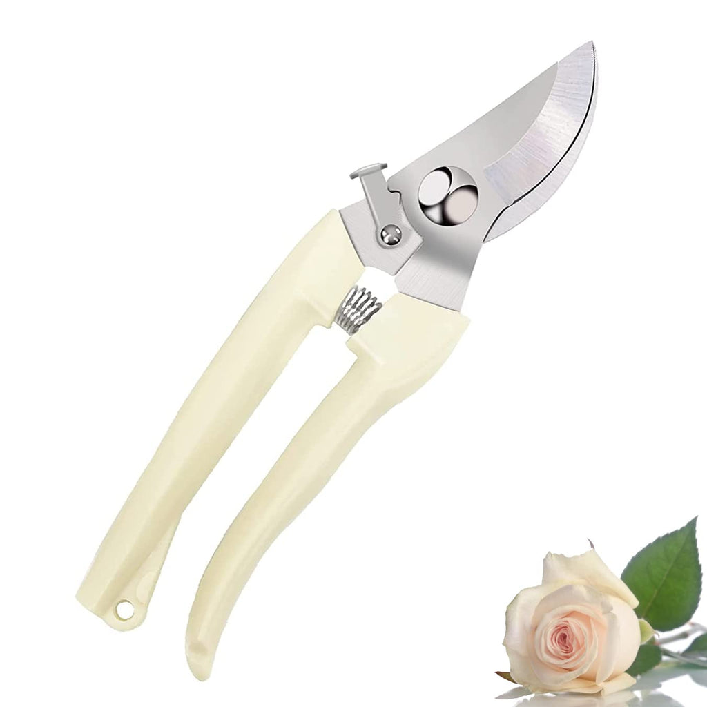Leize Pruning Shears, Gardening Hand Pruner, Floral Shears, Strong Pruner for Flowers, Branches and Leaves (CreamA)