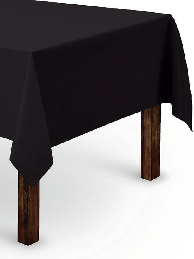 Gee Di Moda Rectangle Tablecloth - 60 x 84 Inch Black Table Cloth for 5 Foot Rectangle Tables - Heavy Duty Washable Fabric - for Holiday Party, Dinner, Weddings, Baby Shower & Events