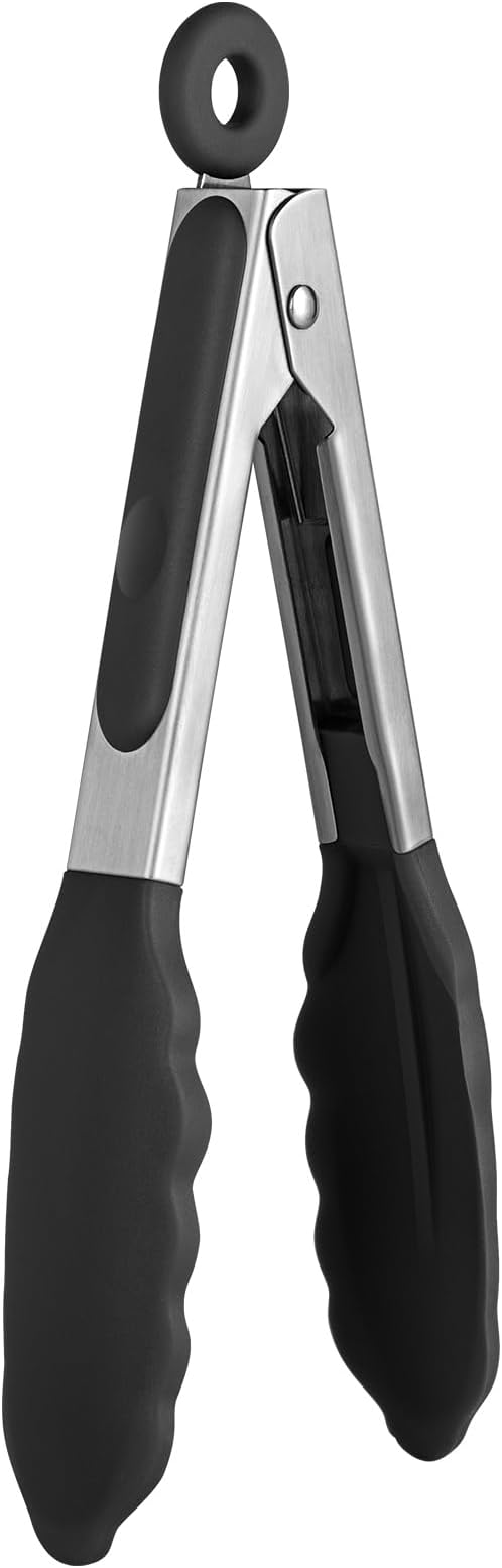U-Taste Kitchen Tong for Cooking, 480ºF Heat-Resistant Silicone, 7in/Black