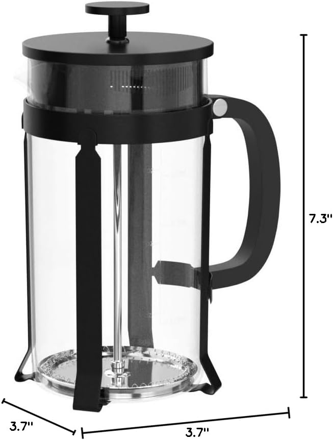 YMMIND French Press Coffee Maker 304 Stainless Steel Coffee Press,with 4 Filters System, Heat Resistant Thickness Borosilicate French Press Glass, BPA-Free Brewed Tea Pot Coffee Plunger(Copper 12oz)