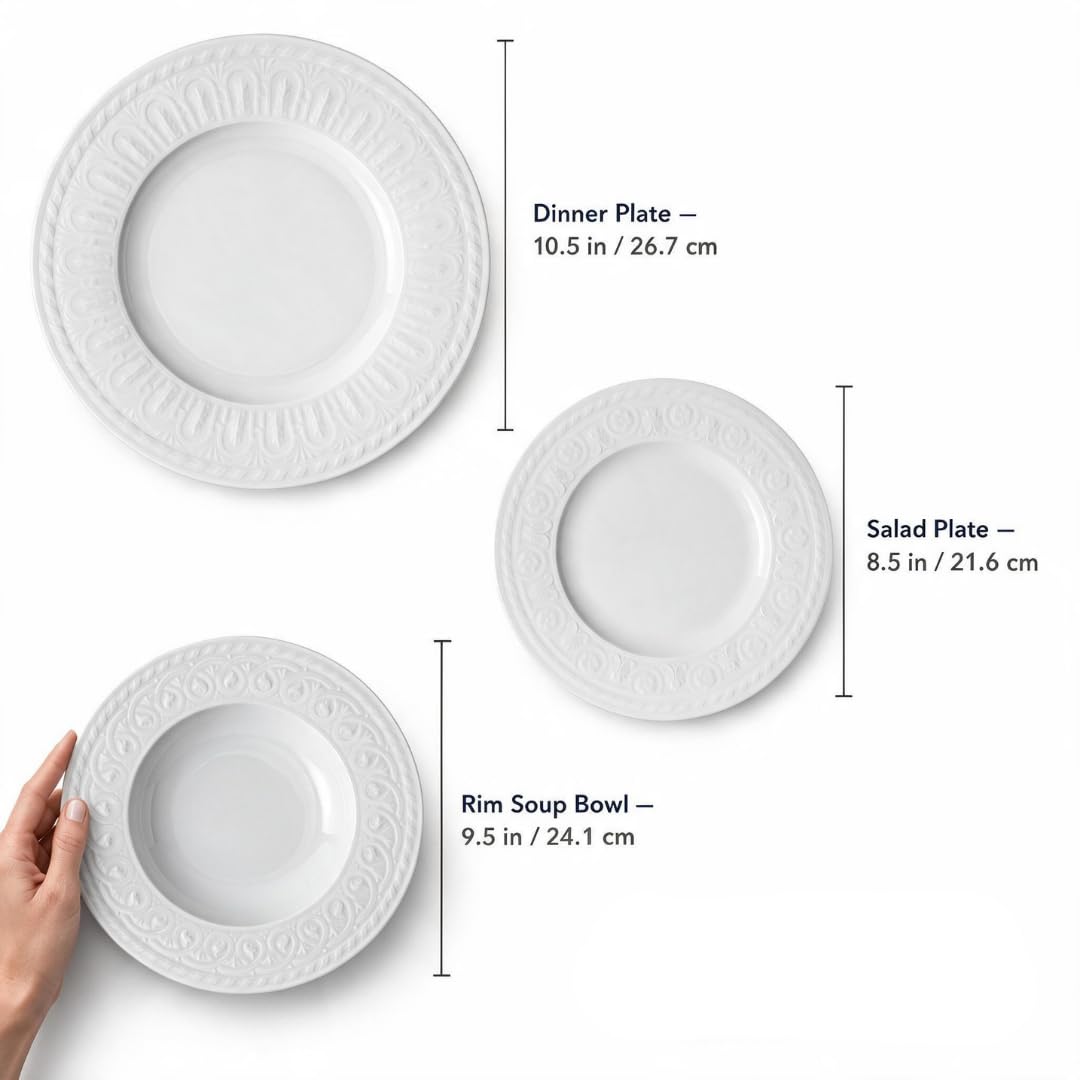 Villeroy & Boch Cellini 12 Piece Dinnerware Set, White, Service for 4