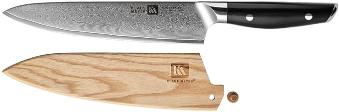 Klaus Meyer Luxor 8 Inch Chef Knife, Damascus Kitchen Knife, VG10 High Carbon Stainless Steel Japanese Chefs Knife