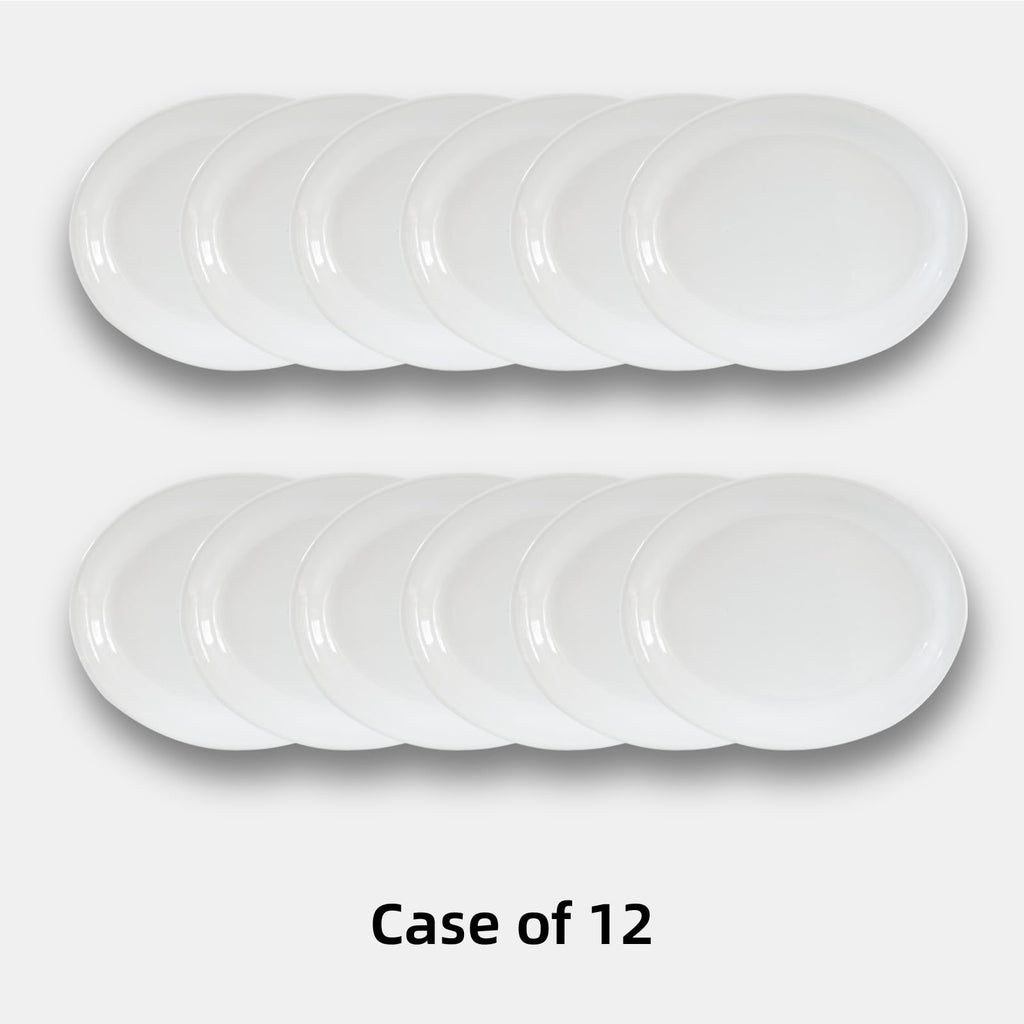 IRESTAURANT PLUS Stoneware Narrow Rim Commercial Grade Dinnerware,Bright White Oval Platter 11.5" x 8.5", Case of 12