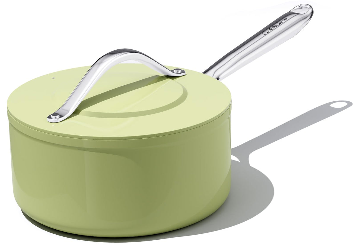 CookinCraze Premium Ceramic Sauce Pan with Lid, 3.5 QT Nonstick Saucepan