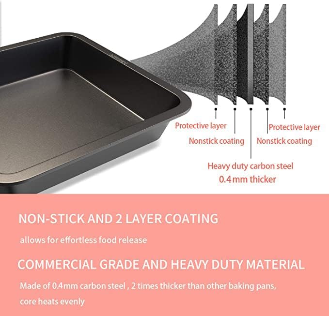 CHEFMADE Square Cake Pan, Non-Stick 8 Inch Carbon Steel Deep Baking Pan