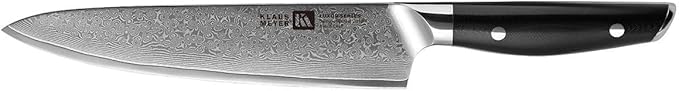 Klaus Meyer Luxor 8 Inch Chef Knife, Damascus Kitchen Knife, VG10 High Carbon Stainless Steel Japanese Chefs Knife