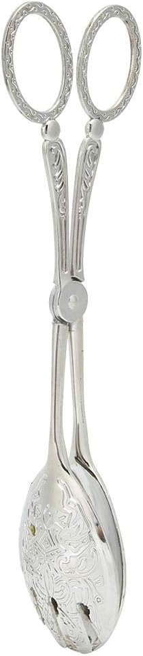 Buffet Tongs Zinc Alloy Salad Tong Kitchen Tong Serving Non-Slip Cooking Tongs(Sliver)