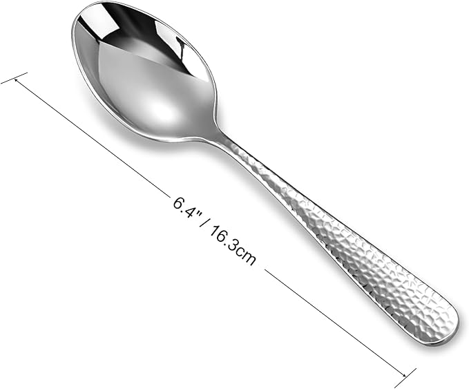 KEAWELL Premium Louise Hammered 4-Piece Teaspoon Set (6.4" Teaspoons)