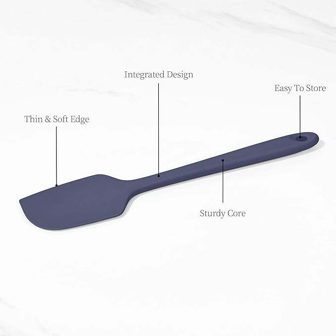 Lilybeam 600ºF Heat Resistant Large Baking Silicone Spatula, Midnight Blue