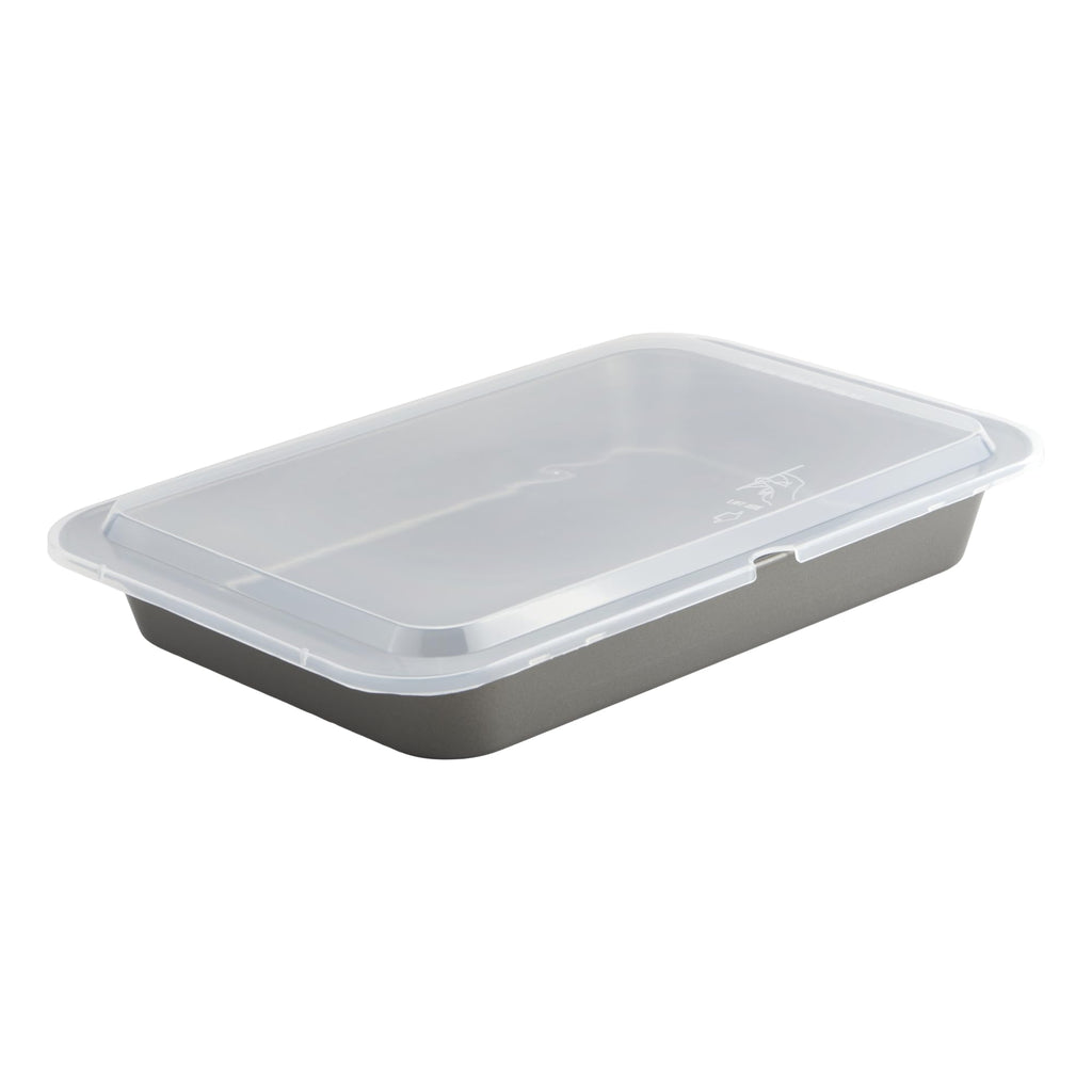 GoodCook Set of 2 Nonstick Steel 13" x 9" Cake Baking Pans with Covers, Gray