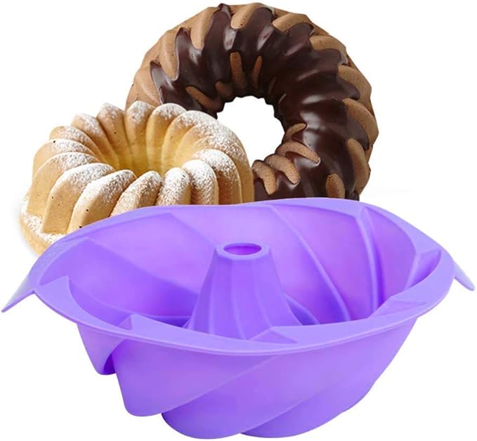 SHEbaking Silicone Jello Molds Non Stick Baking Mold, Fluted Tube Cake Pan Bakeware for Jello, Gelatin, Mousse and Cakes, BPA Free