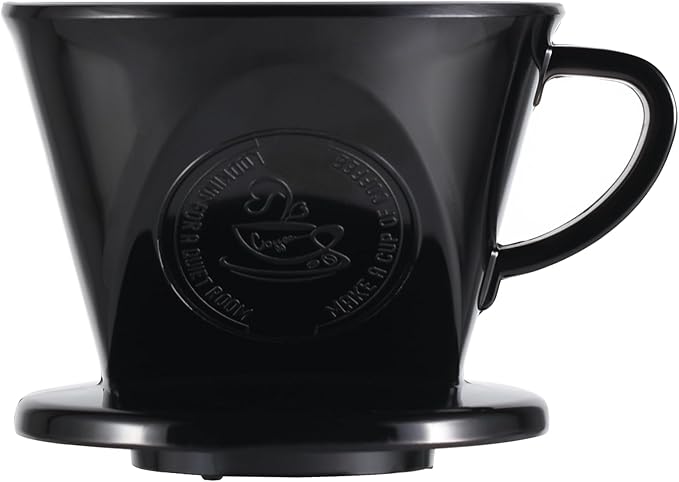 JynJyn Melamine Pour Over Coffee Maker with 3 Drip Holes, Pour Over Coffee Dripper For Camping, Home, Café, Size 02 (Black)