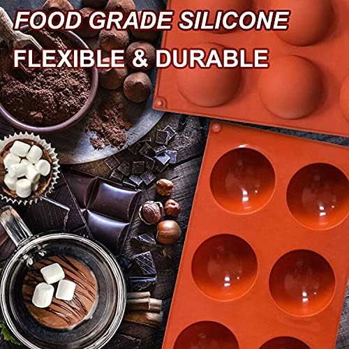 Lerykin 3 Pack Large 6-Cavity Semi Sphere Silicone Molds, Non-Stick Baking Mold for Making Standard Size Hot Chocolate Bomb, Cake, Jelly, Dome Mousse