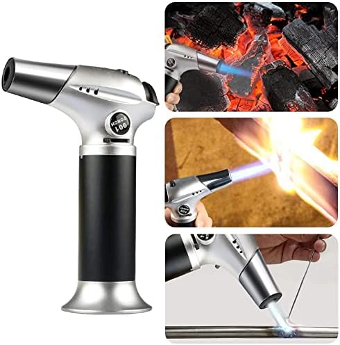 Kitchen Butane Torch, Safety Lock Adjustable Flame for Baking BBQ