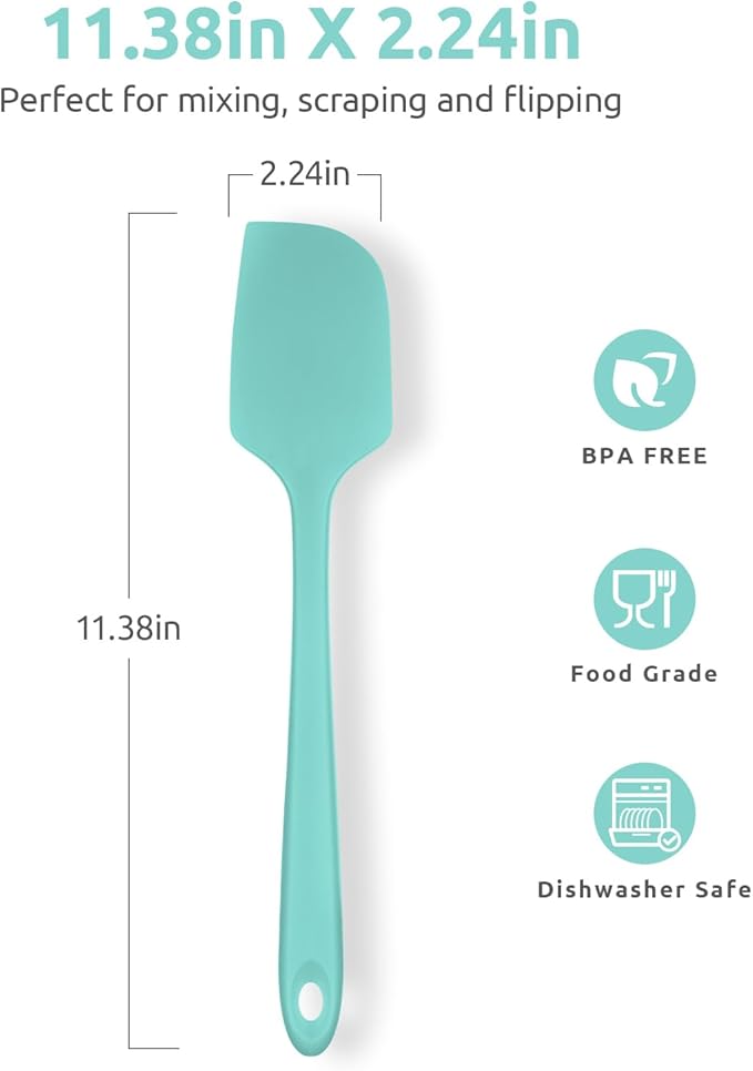 U-Taste Silicone Large Spatula, 600ºF High Temp Scraper, 11.38in, Aqua Sky