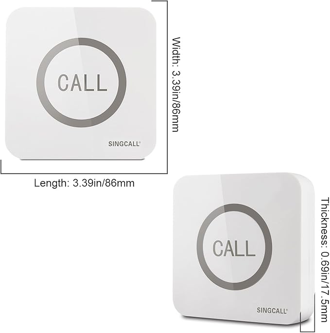 SINGCALL Restaurant Pager System, 2 Waterproof Wireless Call Buttons