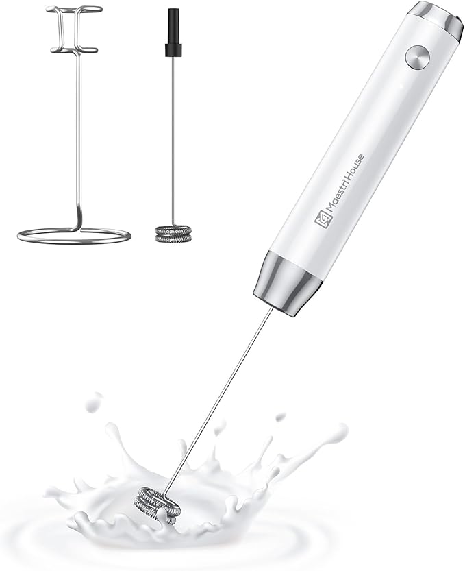 Maestri House LunaFro Rechargeable Milk Frother,Stand & 2 Detachable Whisks