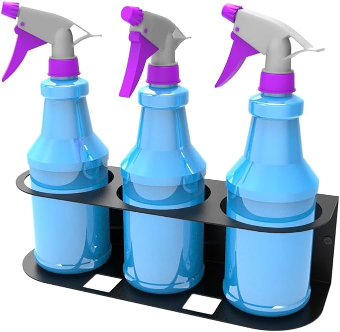 JINGCHENGMEI 2Pcs of 3 Spray Bottles Holder, Steel Wall Mount