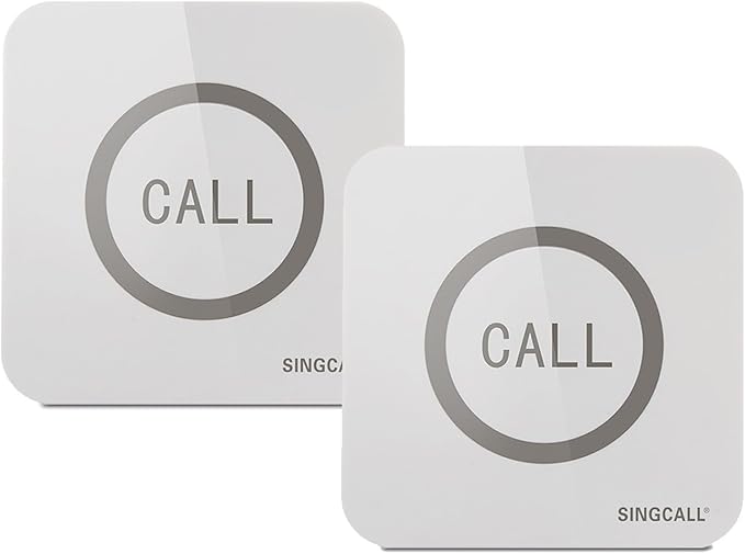 SINGCALL Restaurant Pager System, 2 Waterproof Wireless Call Buttons