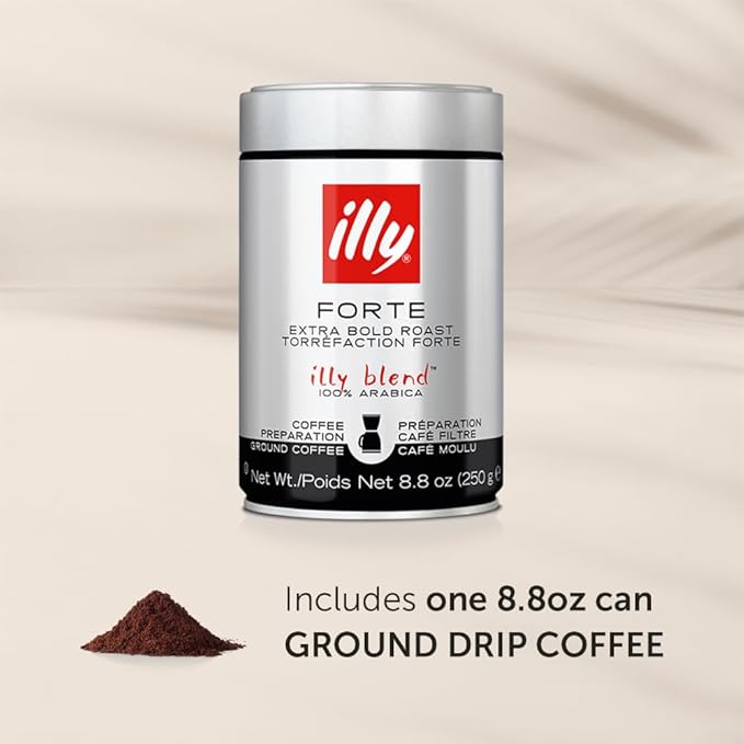 illy Ground Drip Coffee, Forte Dark Roast, 8.8 oz
