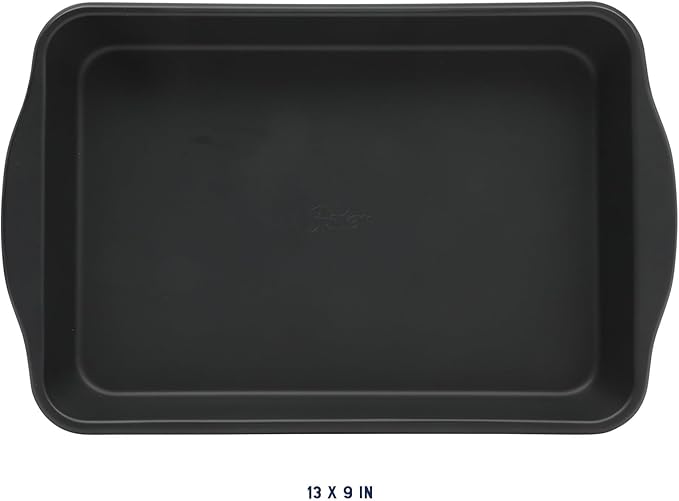 Oster Teston 13 x 9 Inch Rectangular Baking Pan, Nonstick Carbon Steel Cake Pan, Matte Black, PFAS-Free, Oven-Safe, Easy Clean Bakeware