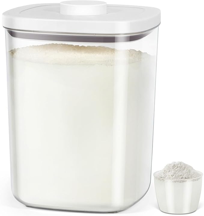 TBMAXS Airtight Rice Container 20 Lbs, Clear PET Plastic Food Storage Container Bin For Flour Sugar, Dry Food Holder with Easy Locking Lid for Kitchen Pantry Organization and Storage