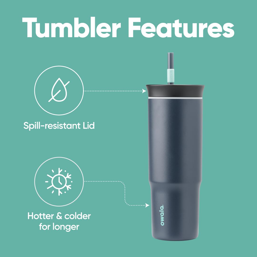 Owala Tumbler Stainless Steel Water Bottle 24 oz Foggy Tide