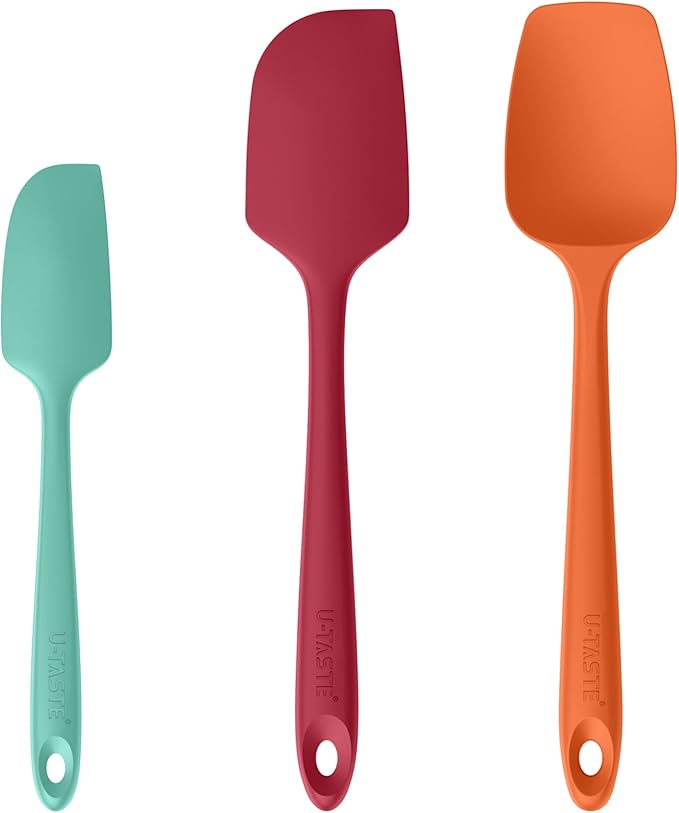 U-Taste Silicone Spatula Set, 600ºF High Heat Resistant, 3-Pcs, Colorful