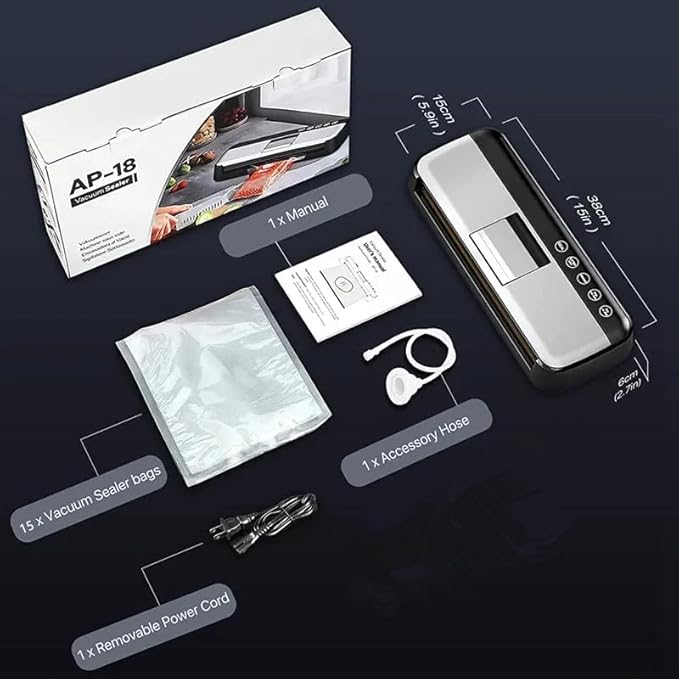 85KPa Vacuum Sealer Machine One-Touch Automatic Food Sealer with 15 Bags