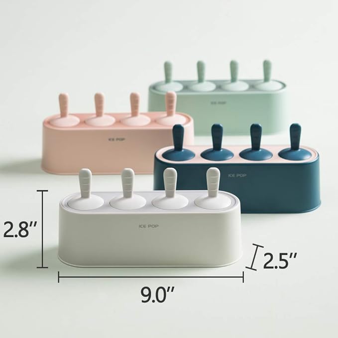 WYOK Popsicle Molds 4-Cavity Silicone Ice Pop Mold (Pink, IcyClassic Pops)