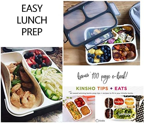 kinsho Bento Lunch Box, Ice Pack Insulated Bag for Kids & Boys, Black & Red