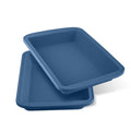 Sunsetbaby Silicone Bakeware Cake Pan, Rectangular Baking Dish with Handles, Compatible with Fancy Panz, for Lasagna, Cake, Brownie or Family Dinner, 12.6 x 9.8 x 2.1 Inch (2 Pack, Blue)