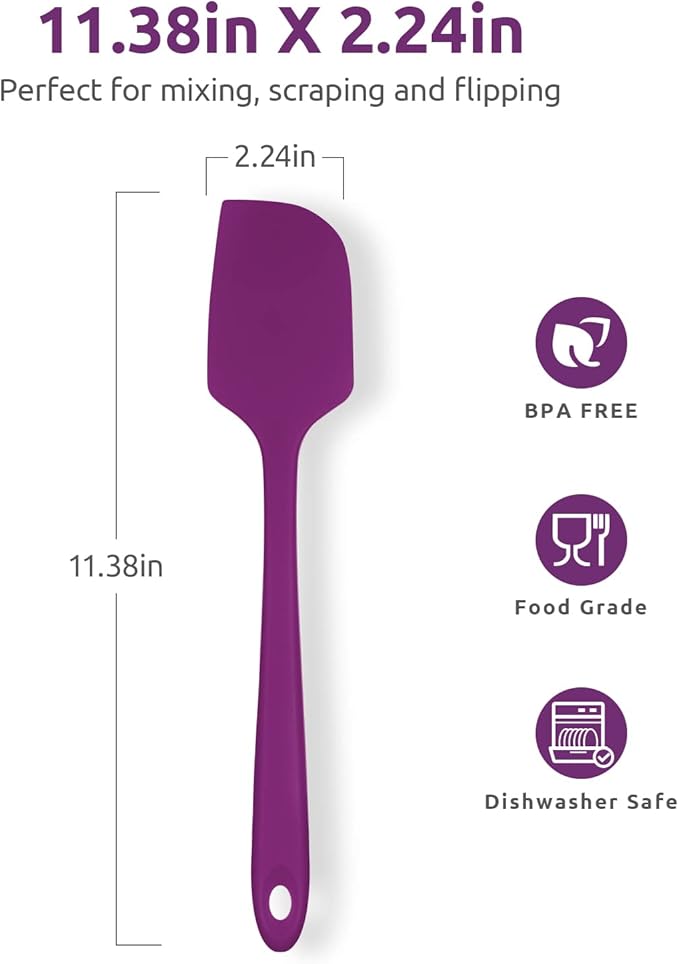 U-Taste Silicone Large Spatula, 600ºF High Temp Bowl Scraper, 11.38"/Purple