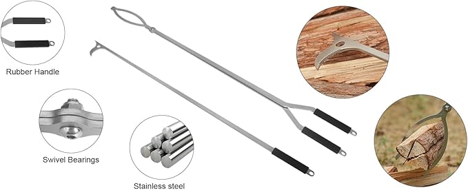 40" Fire Tongs Fire Pit Tongs Set, Stainless Steel Fireplace Tongs