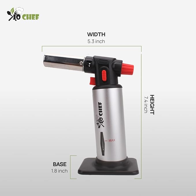 Jo Chef Kitchen Torch, Refillable Butane Torch for Creme Brulee, Cooking