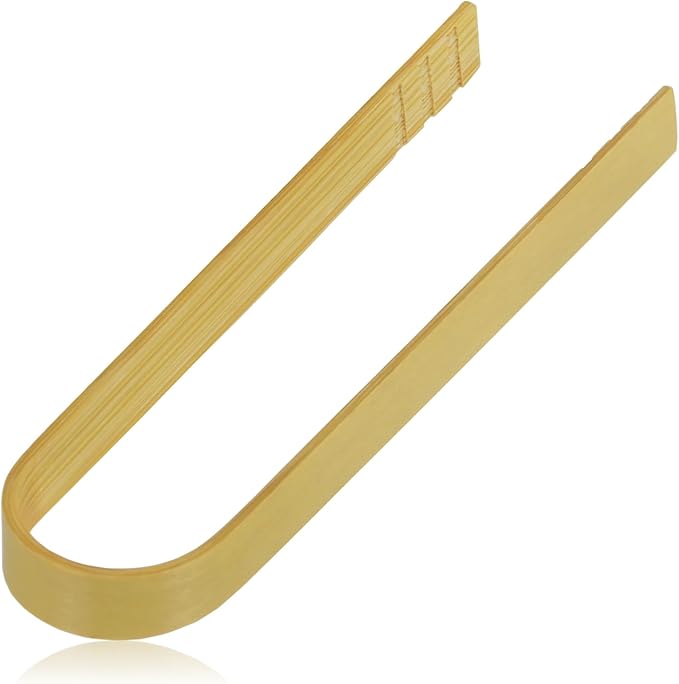 Morikuru Mini Bent Bamboo Tongs, 3.93-Inch (100mm), Small Serving Tongs for Condiments & Pickles, Tabletop Utensils, Made in Japan