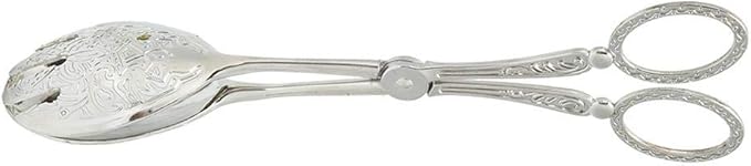 Buffet Tongs Zinc Alloy Salad Tong Kitchen Tong Serving Non-Slip Cooking Tongs(Sliver)