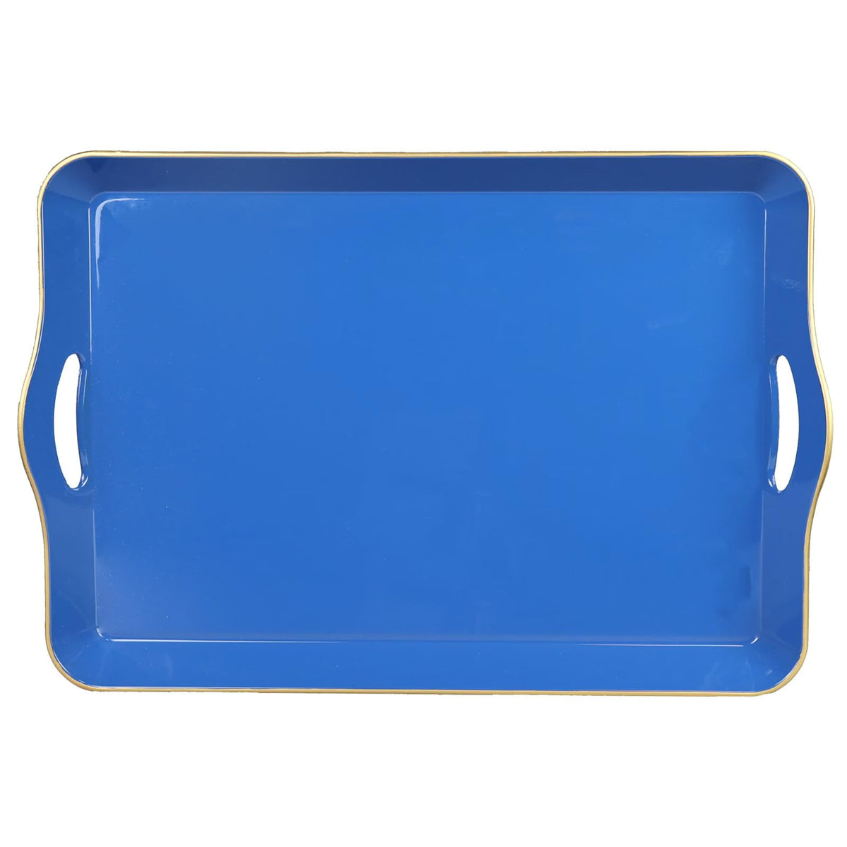 Spsyrine Green Decorative Serving Tray with Handles, Elegant Plastic Coffee Table Tray for Ottoman, Living Room, Home Decor 15.6" X 10.2"