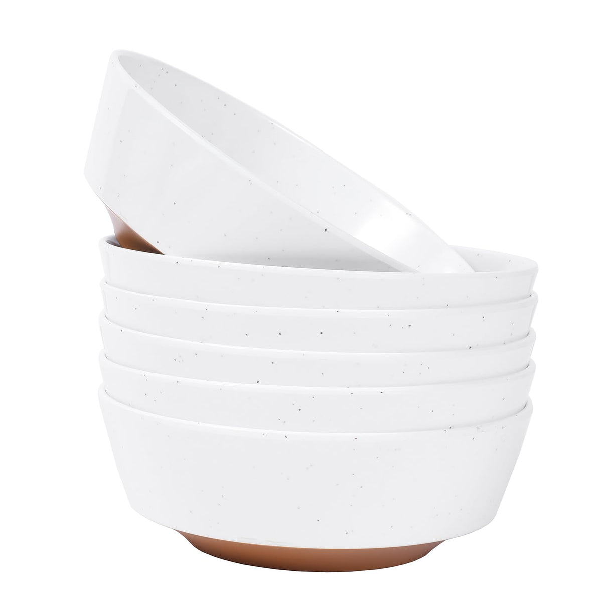 Webbylee 6-inch Melamine Bowls set of 6-20-ounce Dinnerware Cereal Bowls for Soup, Salad & Dessert | Dishwasher Safe & Space Saving(White/Grey)